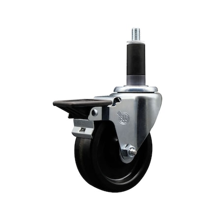 Service Caster 4'' Phenolic Swivel 1-1/8'' Expanding Stem Caster with Brake SCC-EX20S414-PHS-PLB-118